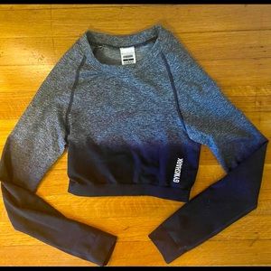 Gymshark longsleeve ombre crop with rouched back (sm)
